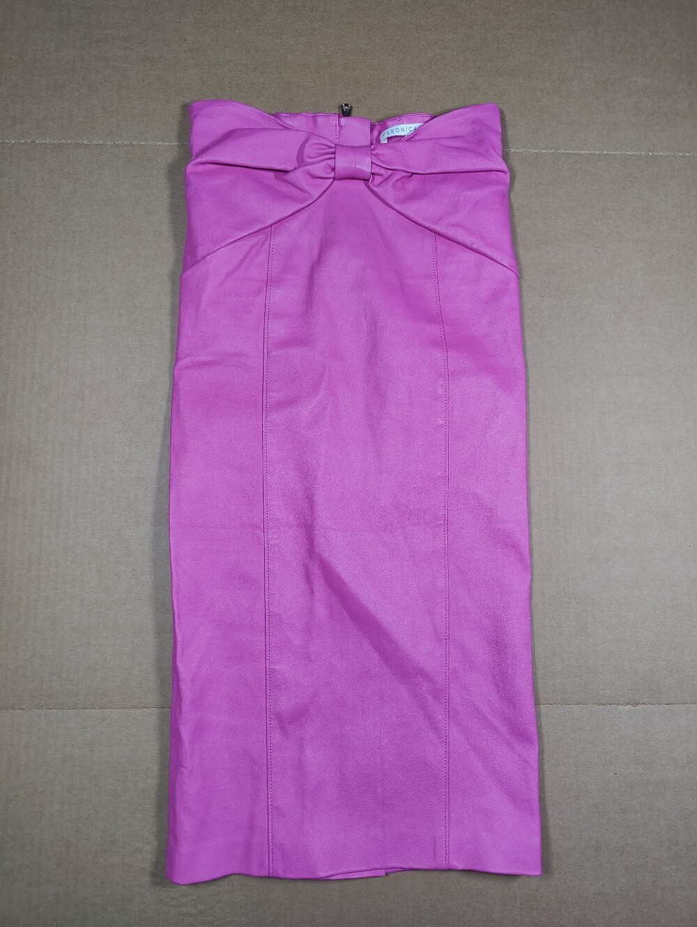 Veronica Beard Pink Carlyn Lamb Leather Bow Midi Pencil Skirt Women’s Size 6